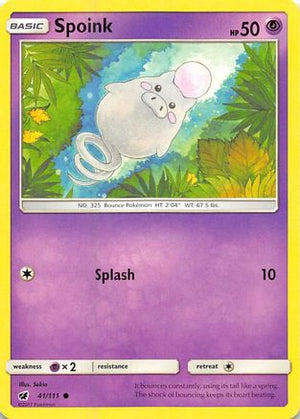 Spoink 041/111  - Reverse Holofoil SM  Crimson Invasion - Common