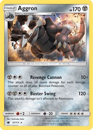Aggron 067/111  - Reverse Holofoil SM  Crimson Invasion - Holo Rare