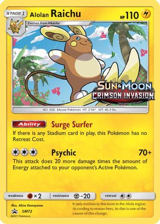 Alolan Raichu (Prerelease) SM72  - Holofoil SM Promos - Promo