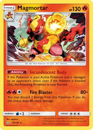 Magmortar 019  - Holofoil SM  Ultra Prism - Holo Rare