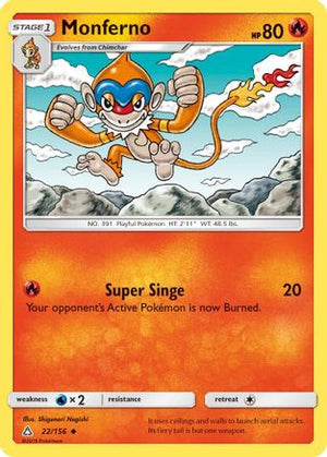 Monferno 022/156  - Reverse Holofoil SM  Ultra Prism - Uncommon