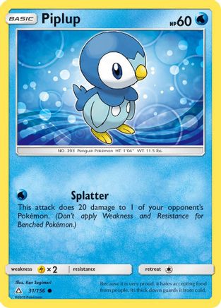 Piplup (31) (31) 031/156  - Reverse Holofoil SM  Ultra Prism - Common