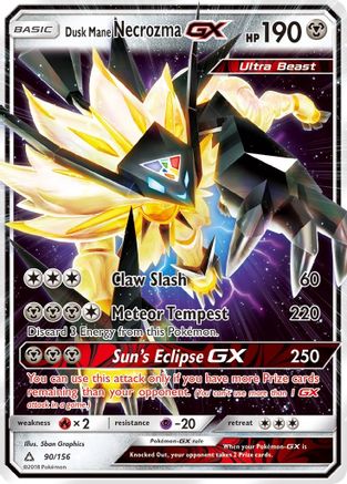 Dusk Mane Necrozma GX 090/156  - Holofoil SM  Ultra Prism - Ultra Rare