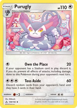 Purugly 109/156  - Reverse Holofoil SM  Ultra Prism - Uncommon