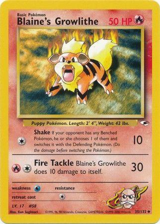 Blaine's Growlithe 35/132  - Unlimited Gym Heroes - Uncommon