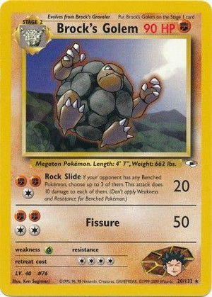Brock's Golem 20/132  - Unlimited Gym Heroes - Rare