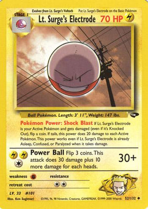 Lt. Surge's Electrode 52/132  - Unlimited Gym Challenge - Uncommon