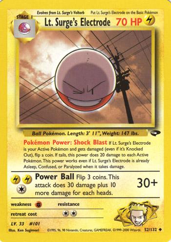 Lt. Surge's Electrode 52/132  - Unlimited Gym Challenge - Uncommon