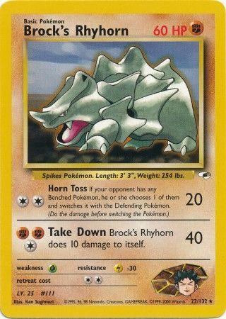 Brock's Rhyhorn 22/132  - Unlimited Gym Heroes - Rare