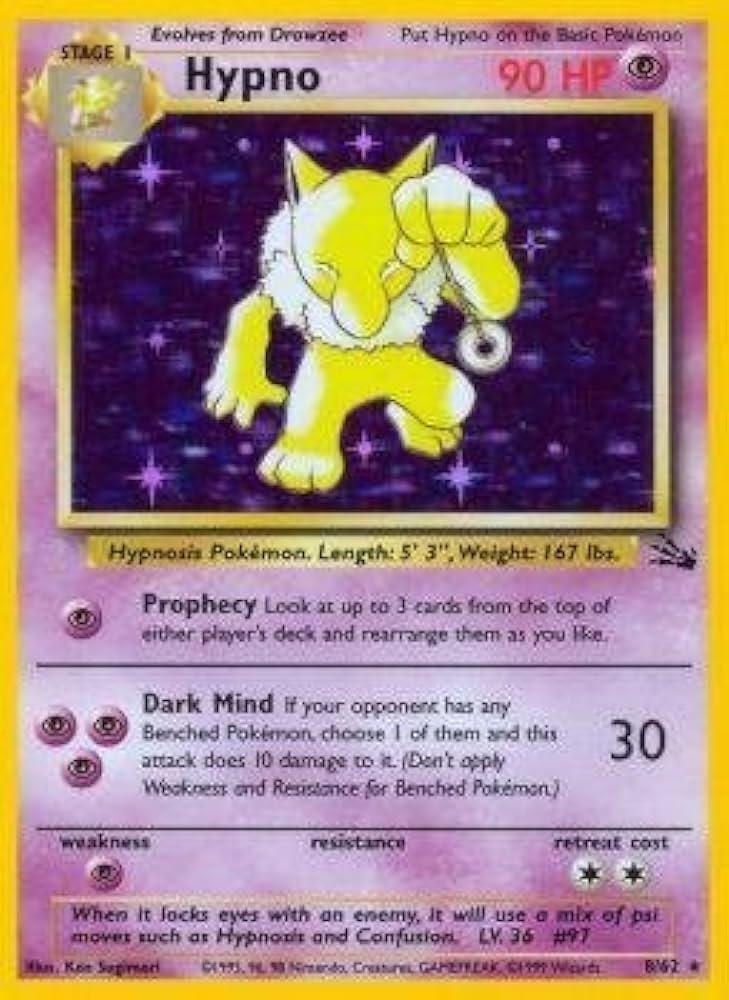 Hypno 8/62  - Unlimited Holofoil Fossil - Holo Rare