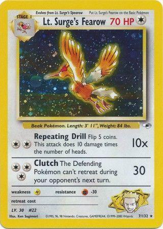 Lt. Surge's Fearow 007/132  - Unlimited Holofoil Gym Heroes - Holo Rare