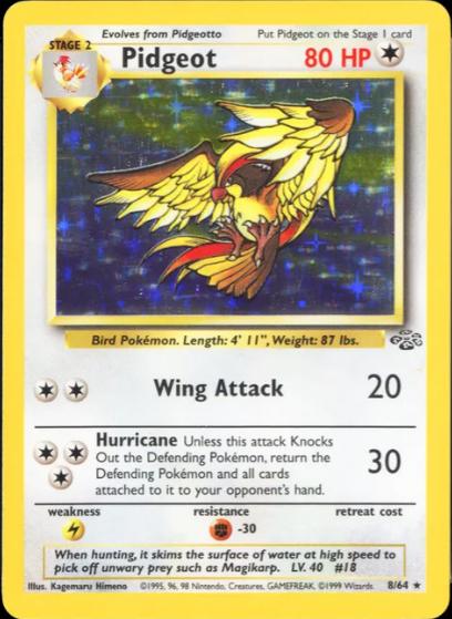 Pidgeot 8/64  - Unlimited Holofoil Jungle - Holo Rare