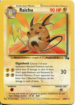 Raichu 29/62  - Unlimited Fossil - Rare