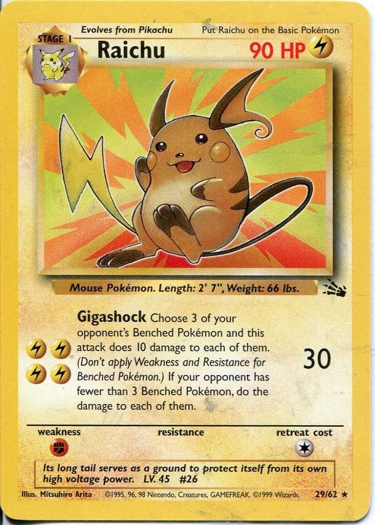 Raichu 29/62  - Unlimited Fossil - Rare
