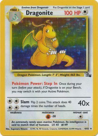 Dragonite 4/62  - Unlimited Holofoil Fossil - Holo Rare