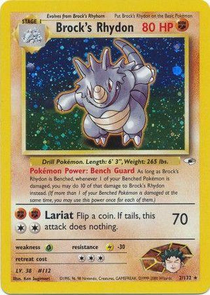 Brock's Rhydon 2/132  - Unlimited Holofoil Gym Heroes - Holo Rare