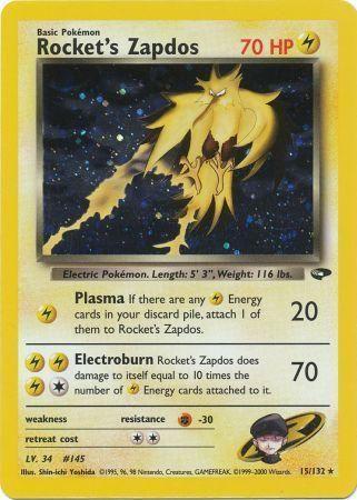 Rocket's Zapdos 015/132  - Unlimited Holofoil Gym Challenge - Holo Rare