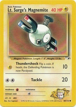 Lt. Surge's Magnemite 80/132  - Unlimited Gym Heroes - Common