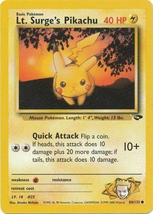 Lt. Surge's Pikachu 84/132  - Unlimited Gym Challenge - Common