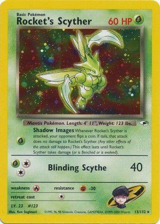 Rocket's Scyther 13/132  - Unlimited Holofoil Gym Heroes - Holo Rare