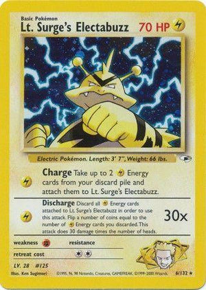Lt. Surge's Electabuzz 6/132  - Unlimited Holofoil Gym Heroes - Holo Rare