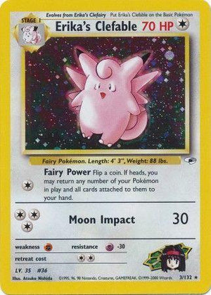 Erika's Clefable 003/132  - Unlimited Holofoil Gym Heroes - Holo Rare