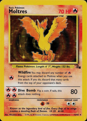 Moltres 12/62  - Unlimited Holofoil Fossil - Holo Rare