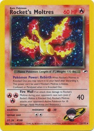 Rocket's Moltres 12/132  - Unlimited Holofoil Gym Heroes - Holo Rare