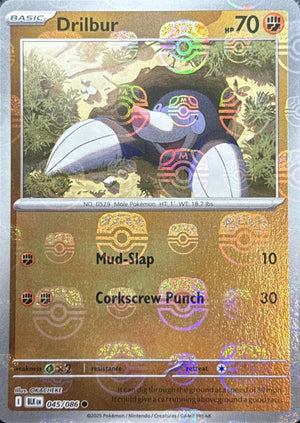 Drilbur (Master Ball Pattern) 045/086  - Holofoil SV Black Bolt - Common