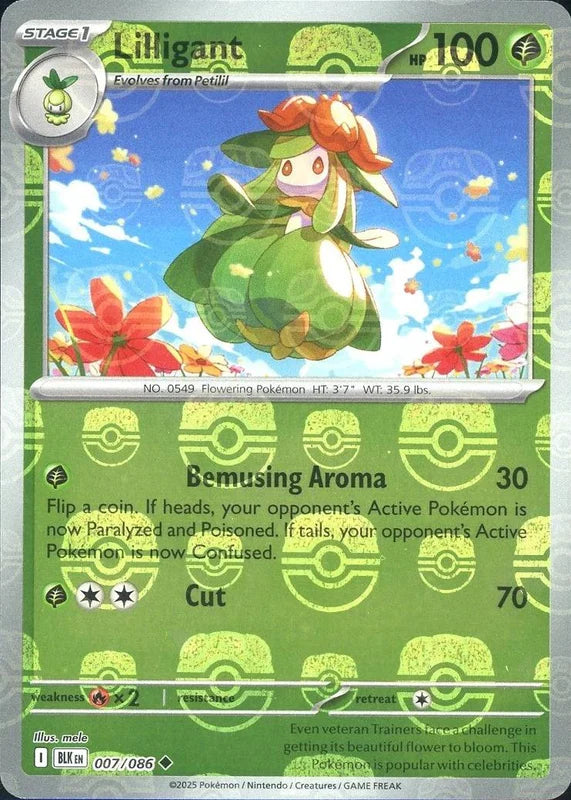 Lilligant (Master Ball Pattern) 007/086  - Holofoil SV Black Bolt - Uncommon