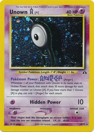 Unown [A] 14/75  - Unlimited Holofoil Neo Discovery - Holo Rare