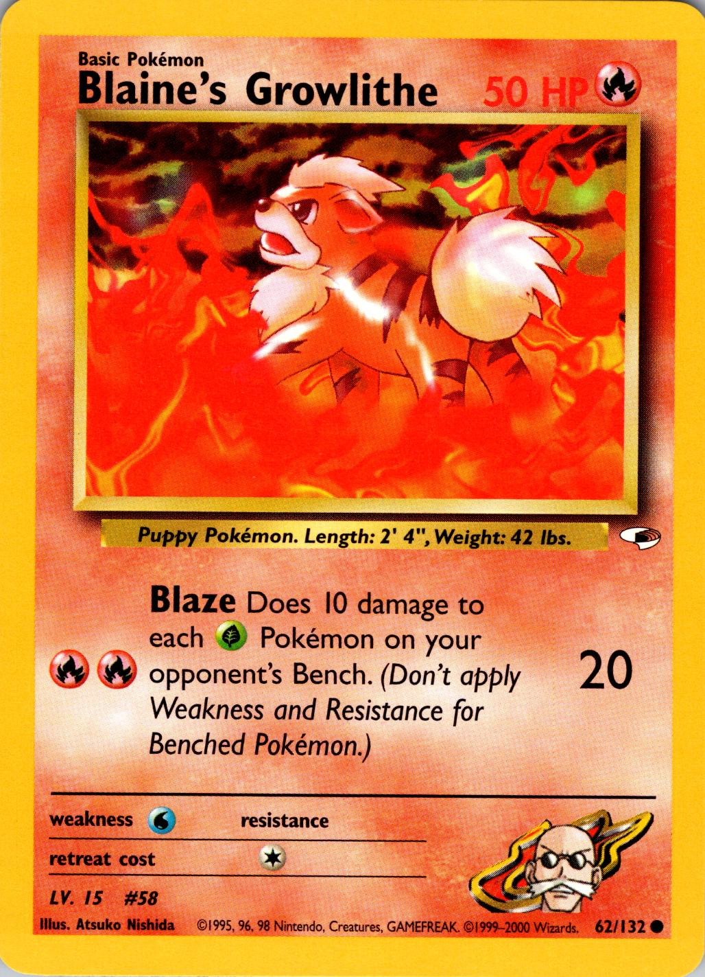 Blaine's Growlithe 62/132  - Unlimited Gym Heroes - Common