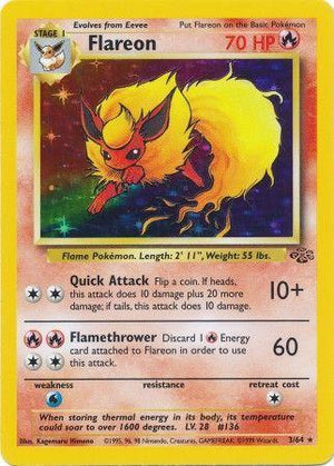 Flareon 3/64  - Unlimited Holofoil Jungle - Holo Rare