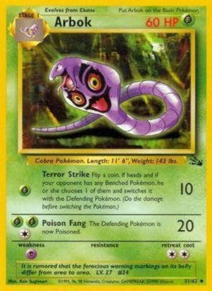 Arbok 031/62  - Unlimited Fossil - Uncommon