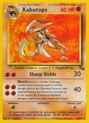 Kabutops 24/62  - Unlimited Fossil - Rare