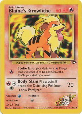 Blaine's Growlithe 62/132  - Unlimited Gym Challenge - Common