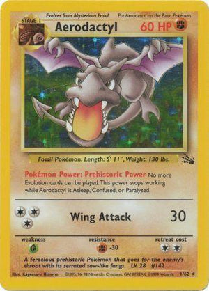 Aerodactyl 1/62  - Unlimited Holofoil Fossil - Holo Rare