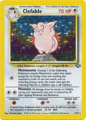 Clefable 1/64  - Unlimited Holofoil Jungle - Holo Rare