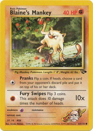 Blaine's Mankey 63/132  - Unlimited Gym Challenge - Common