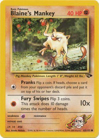 Blaine's Mankey 63/132  - Unlimited Gym Challenge - Common