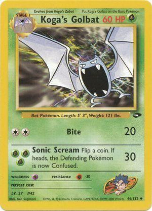 Koga's Golbat 46/132  - Unlimited Gym Challenge - Uncommon