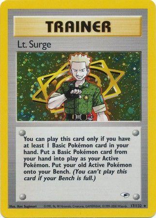 Lt. Surge 17/132  - Unlimited Holofoil Gym Heroes - Holo Rare