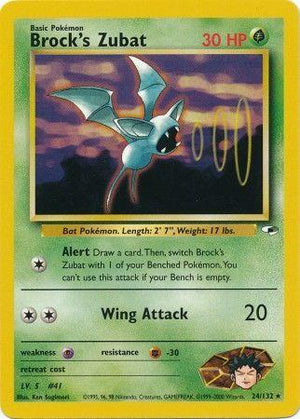 Brock's Zubat 24/132  - Unlimited Gym Heroes - Rare