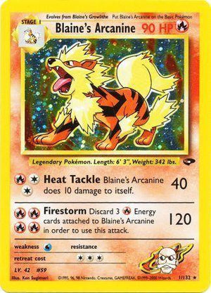 Blaine's Arcanine 1/132  - Unlimited Holofoil Gym Challenge - Holo Rare