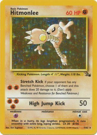 Hitmonlee 7/62  - Unlimited Holofoil Fossil - Holo Rare