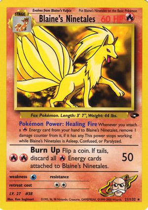 Blaine's Ninetales 21/132  - Unlimited Gym Challenge - Rare