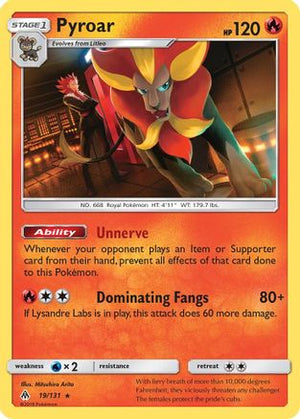 Pyroar 019  - Reverse Holofoil SM  Forbidden Light - Holo Rare