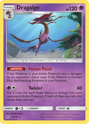 Dragalge 053  - Reverse Holofoil SM  Forbidden Light - Rare