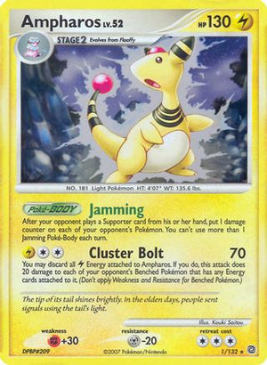 Ampharos (DP Secret Wonders) 001/132  Deck Exclusives - Rare