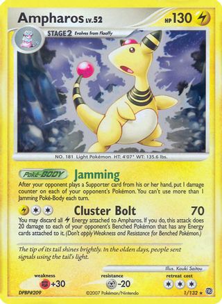 Ampharos (DP Secret Wonders) 001/132  Deck Exclusives - Rare